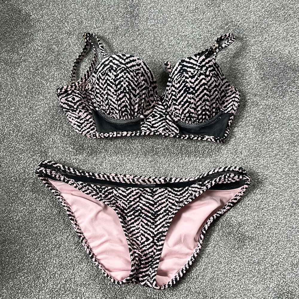 Xhilaration Black and Pink Patterned Bikini